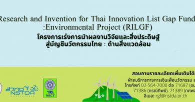 สำนักงานพัฒนาวิทยาศาสตร์และเทคโนโลยีแห่งชาติ (สวทช.) ประชาสัมพันธ์…เปิดรับข้อเสนอโครงการเร่งการนำผลงานวิจัยและสิ่งประดิษฐ์สู่บัญชีนวัตกรรมไทย : ด้านสิ่งแวดล้อม