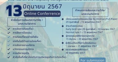 ประชาสัมพันธ์การส่งผลงานเข้าร่วมการประชุมวิชาการระดับชาติ การจัดการการท่องเที่ยวและบริการ 2024