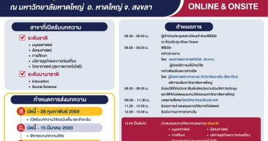 ขอเชิญเข้าร่วมนำเสนอผลงานในการประชุมหาดใหญ่วิชาการระดับชาติและนานาชาติ ครั้งที่ 17