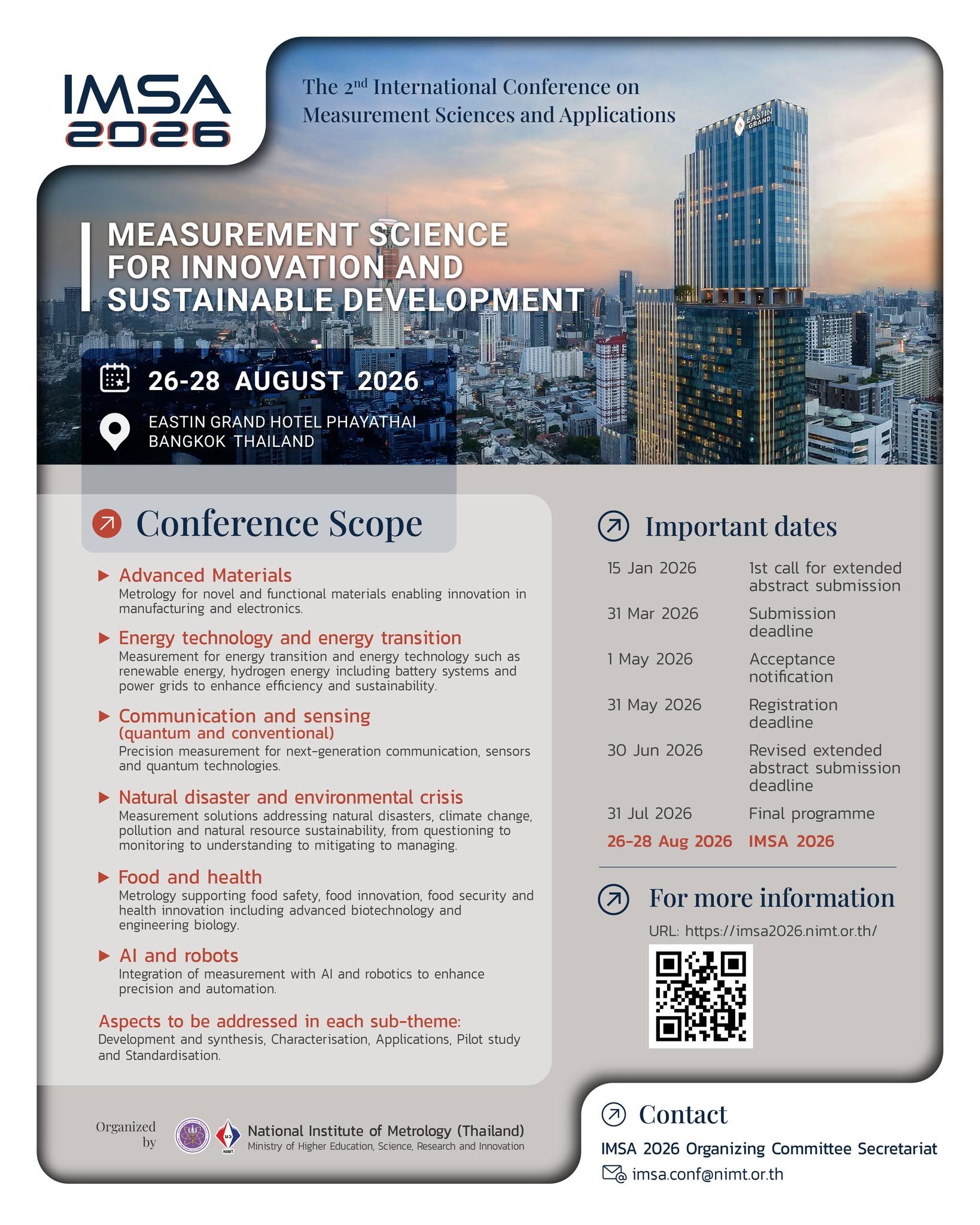 The 2nd International Conference on Measurement Sciences and Applications (IMSA 2026)